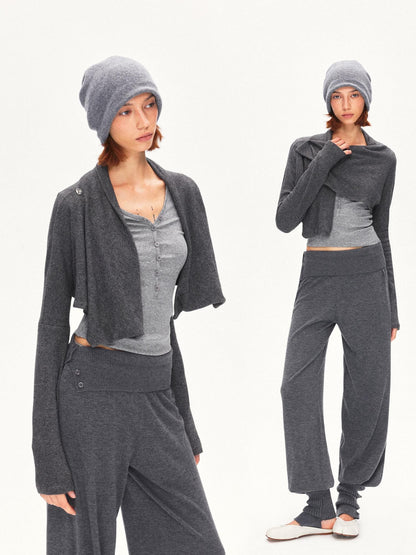 kvkv Deep Gray Angora Blend Two Way Asymmetric Hem Women&