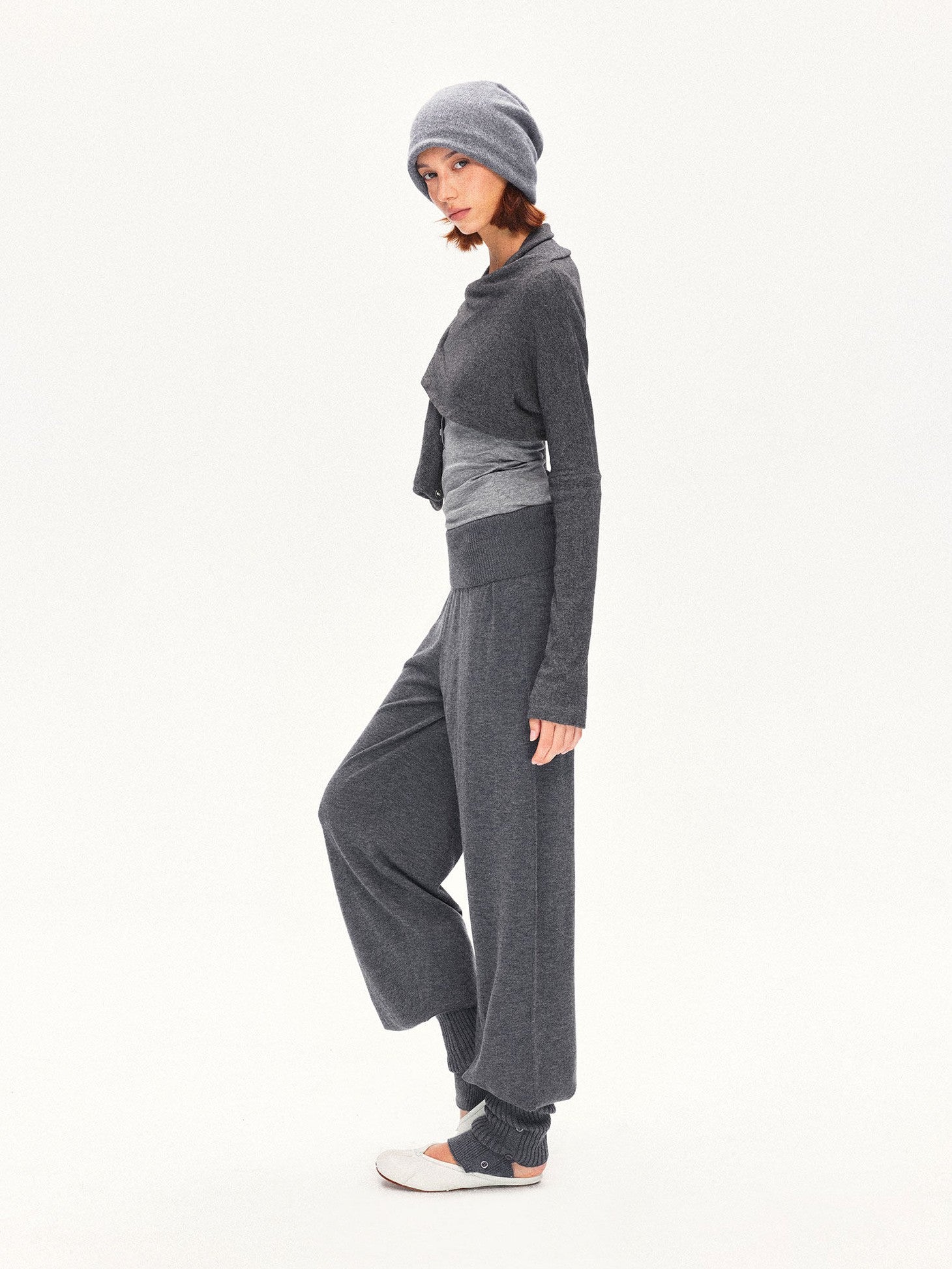 kvkv Deep Gray Angora Blend Two Way Asymmetric Hem Women&