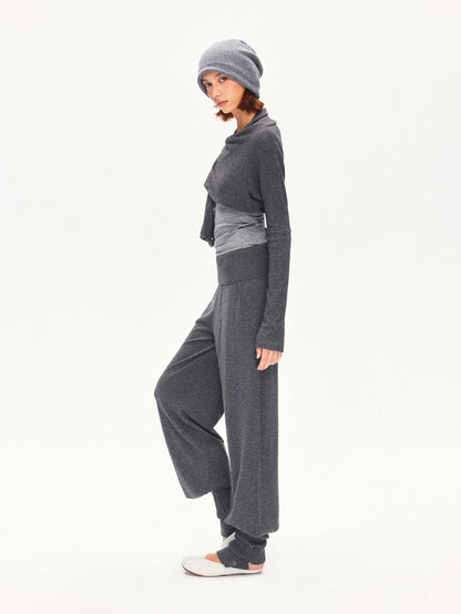 kvkv Deep Gray Angora Blend Two Way Asymmetric Hem Women&