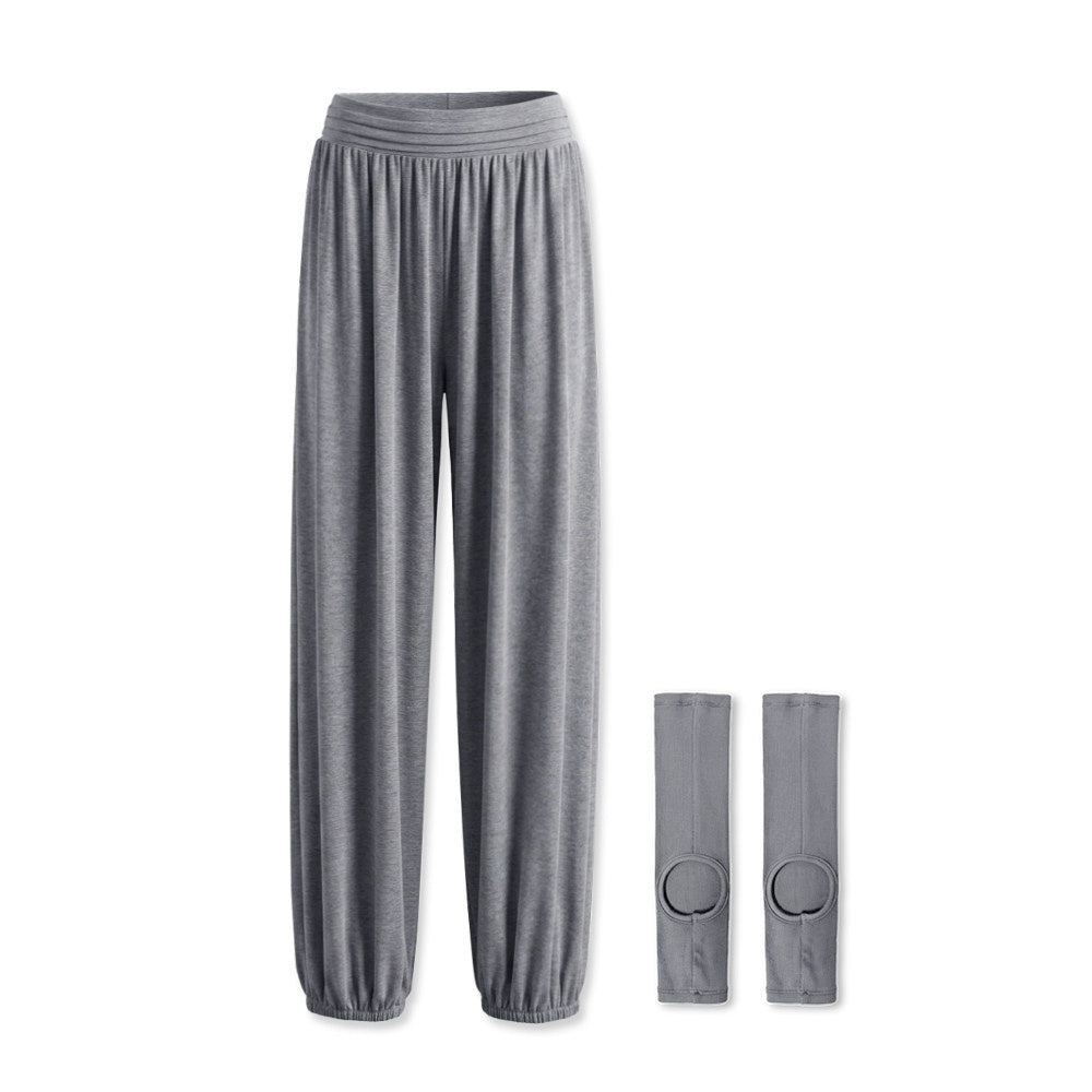 kvkv_Deep_Gray_Bamboo_Leaf_Pleated_Wide_Waist_Women&