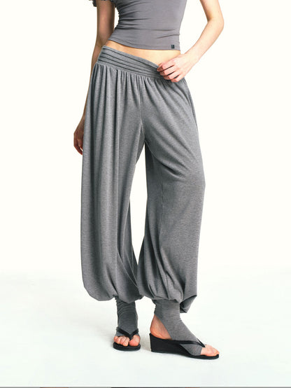 kvkv Deep Gray Bamboo Leaf Pleated Wide Waist Women&