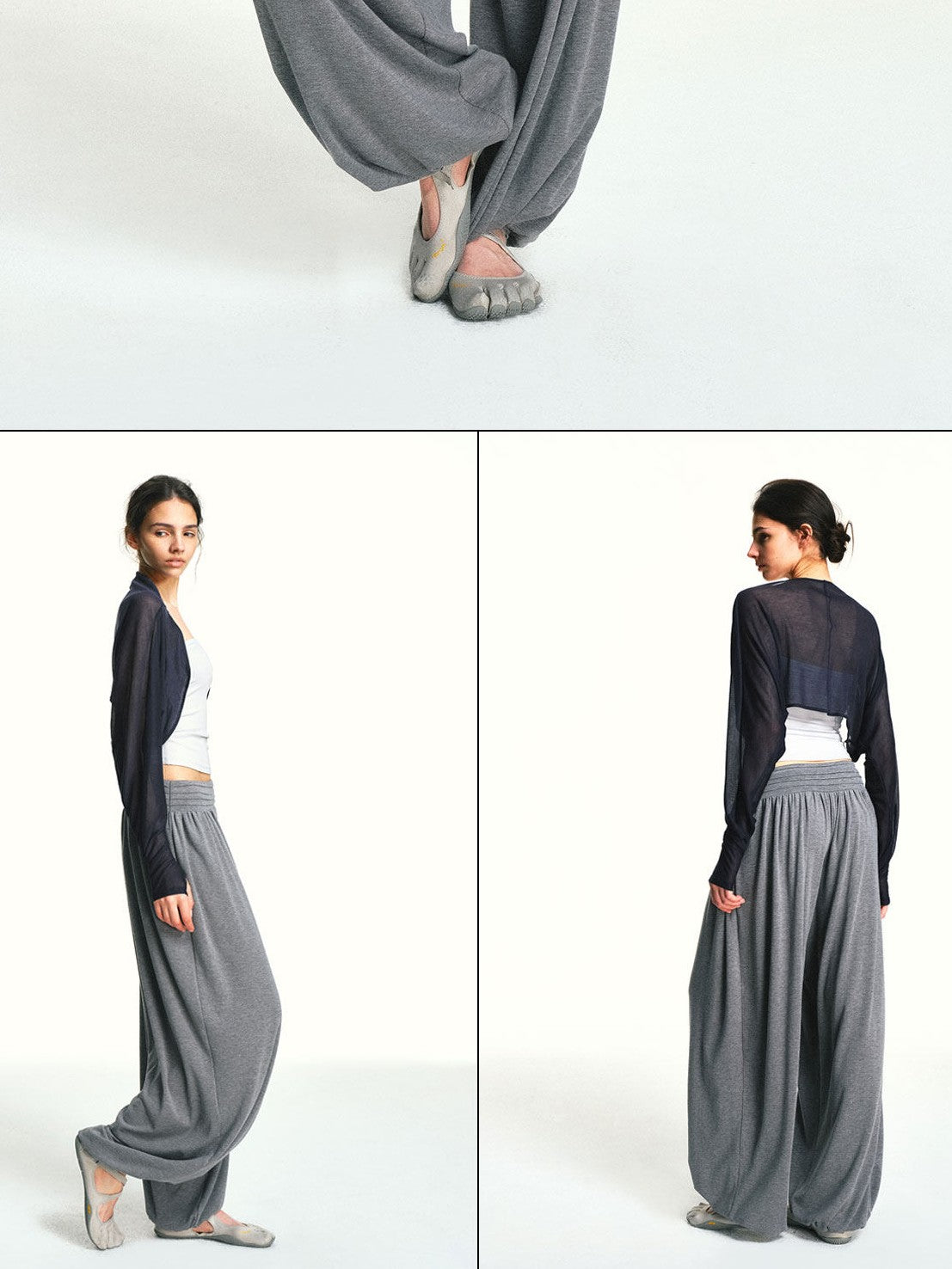 kvkv Deep Gray Bamboo Leaf Pleated Wide Waist Women&