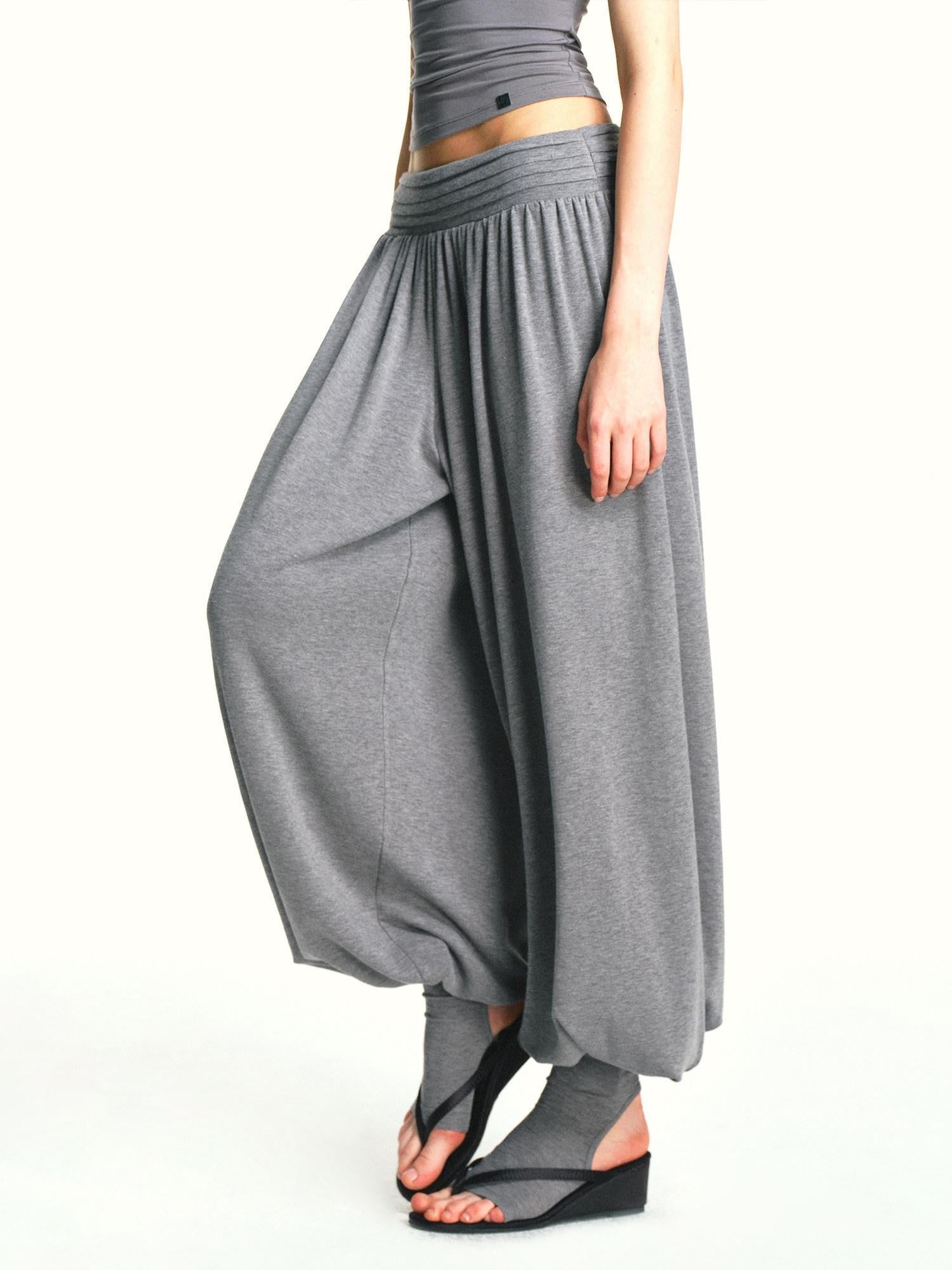 kvkv Deep Gray Bamboo Leaf Pleated Wide Waist Women&