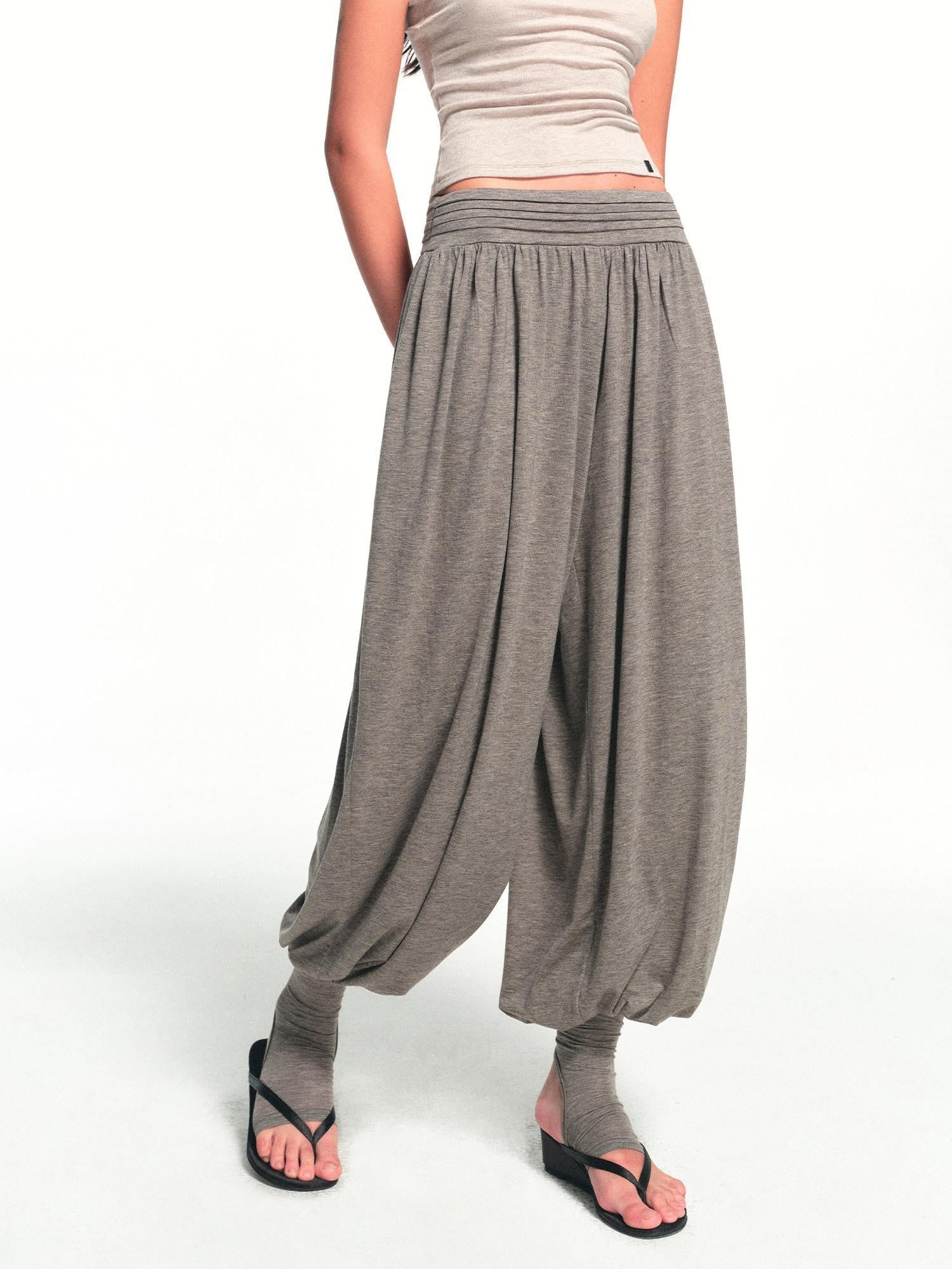 kvkv Deep Gray Detachable Sock Cuff Wide Waist Pleat Women&