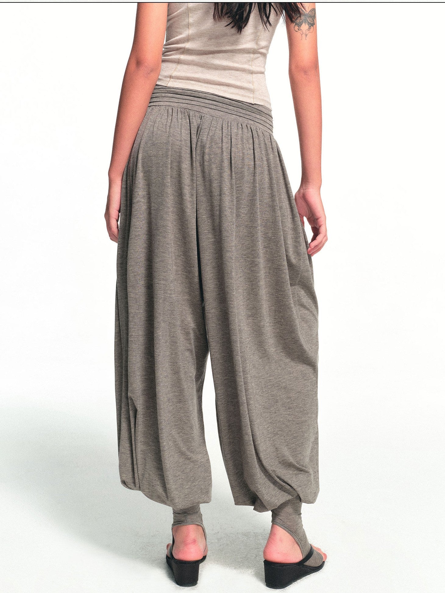 kvkv Deep Gray Detachable Sock Cuff Wide Waist Pleat Women&