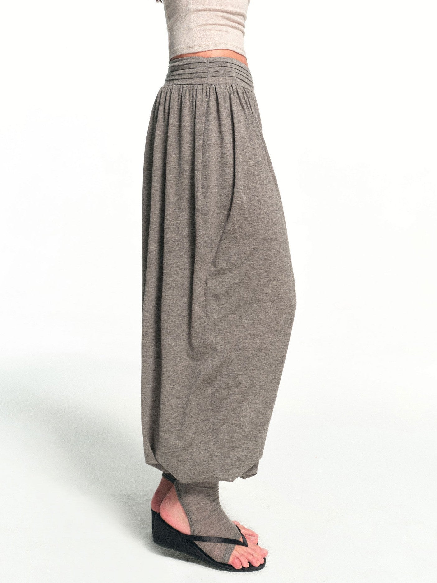 kvkv Deep Gray Detachable Sock Cuff Wide Waist Pleat Women&