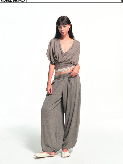 kvkv Deep Gray Detachable Sock Cuff Wide Waist Pleat Women&