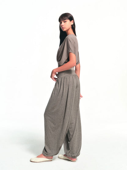 kvkv Deep Gray Detachable Sock Cuff Wide Waist Pleat Women&