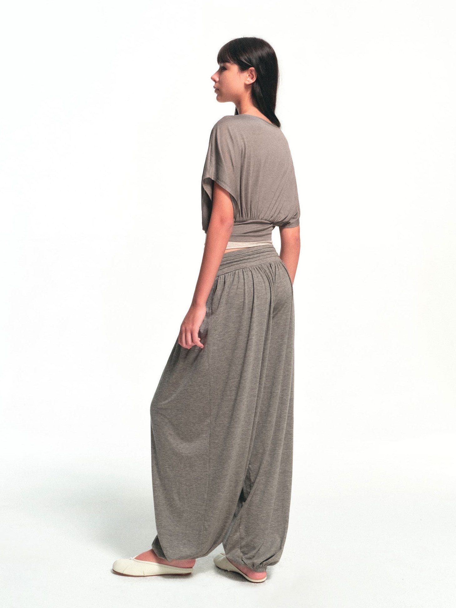 kvkv Deep Gray Detachable Sock Cuff Wide Waist Pleat Women&