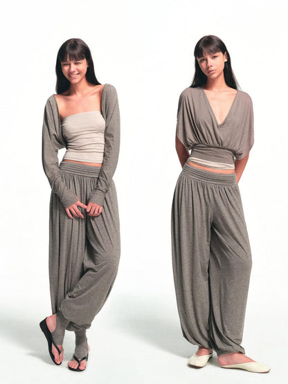 kvkv Deep Gray Detachable Sock Cuff Wide Waist Pleat Women&