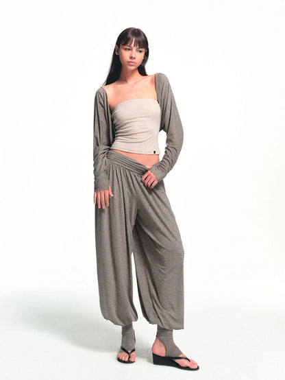 kvkv Deep Gray Detachable Sock Cuff Wide Waist Pleat Women&