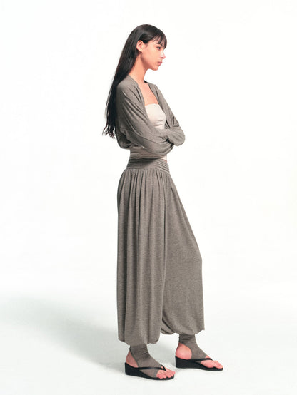 kvkv Deep Gray Detachable Sock Cuff Wide Waist Pleat Women&