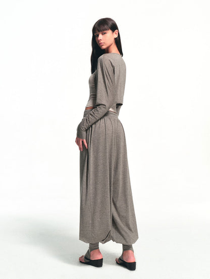 kvkv Deep Gray Detachable Sock Cuff Wide Waist Pleat Women&