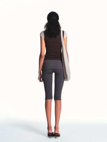 kvkv Deep Gray Foldover Waist Side Slit Women&