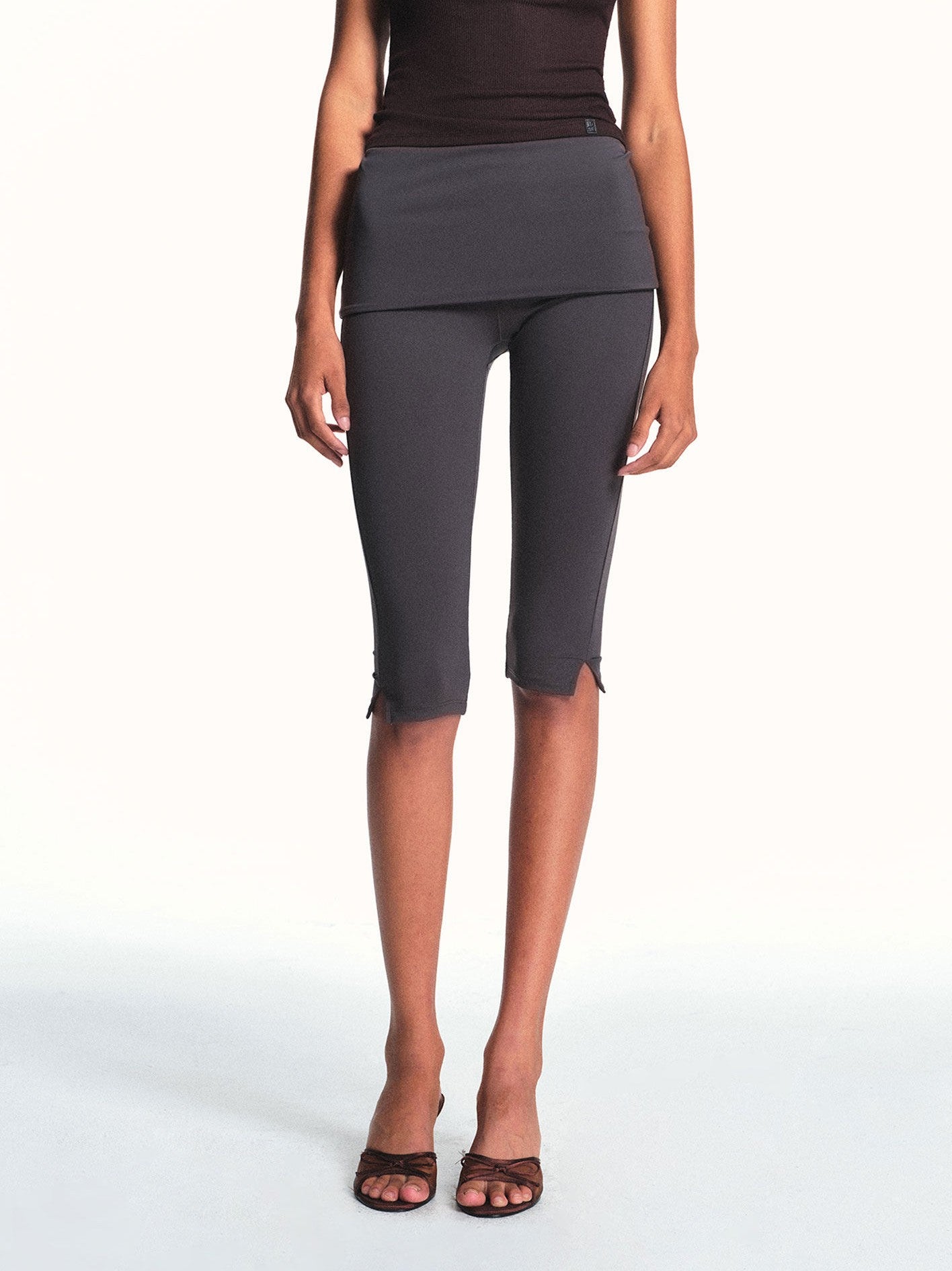 kvkv Deep Gray Foldover Waist Side Slit Women&