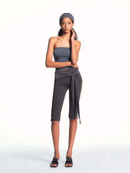kvkv Deep Gray Foldover Waist Side Slit Women&
