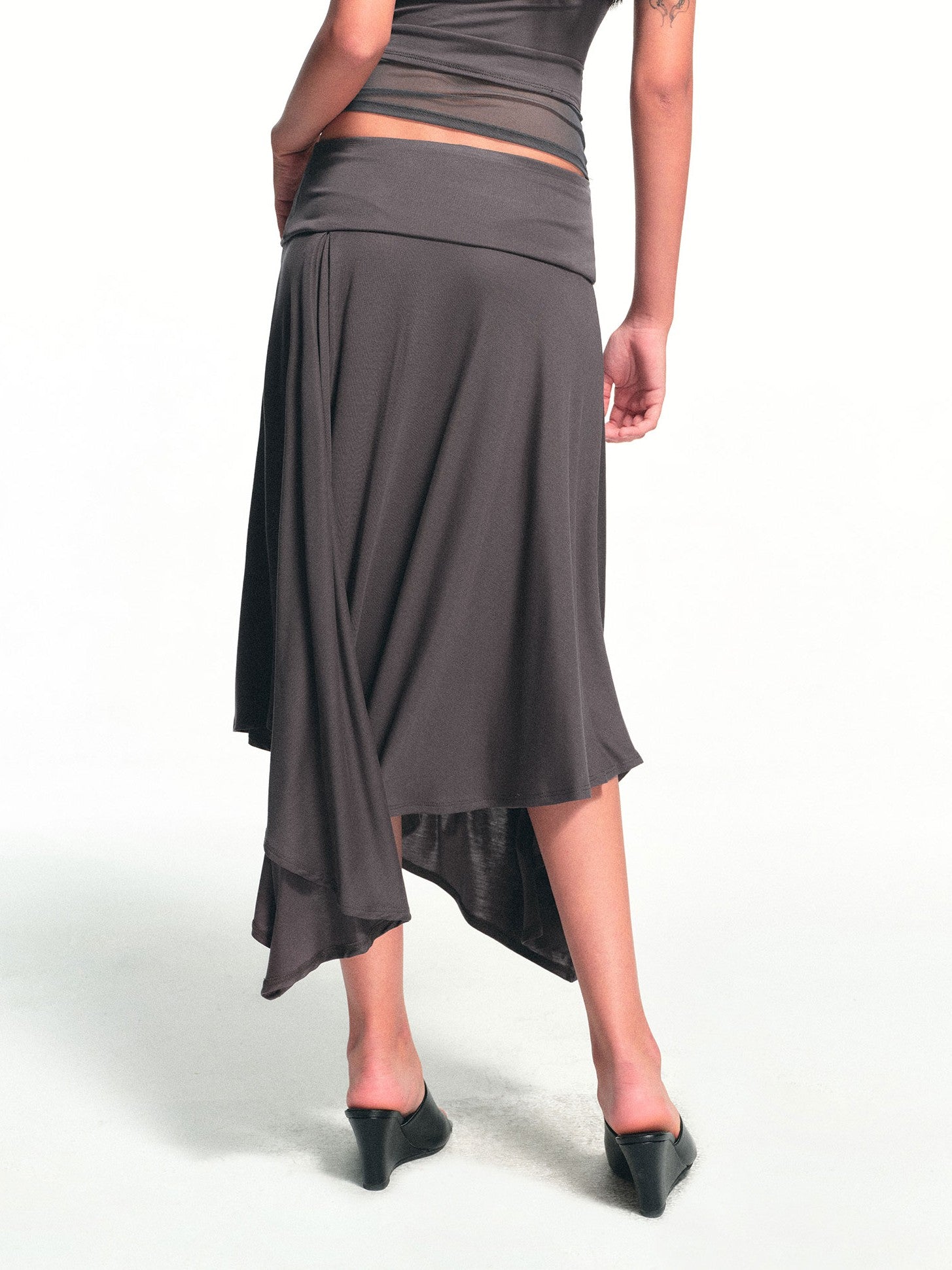 kvkv Deep Gray Irregular Pleated Wide Waistband Draped Women&