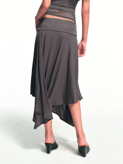 kvkv Deep Gray Irregular Pleated Wide Waistband Draped Women&
