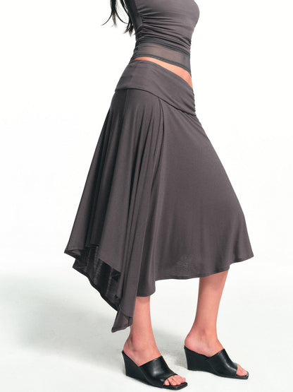 kvkv Deep Gray Irregular Pleated Wide Waistband Draped Women&