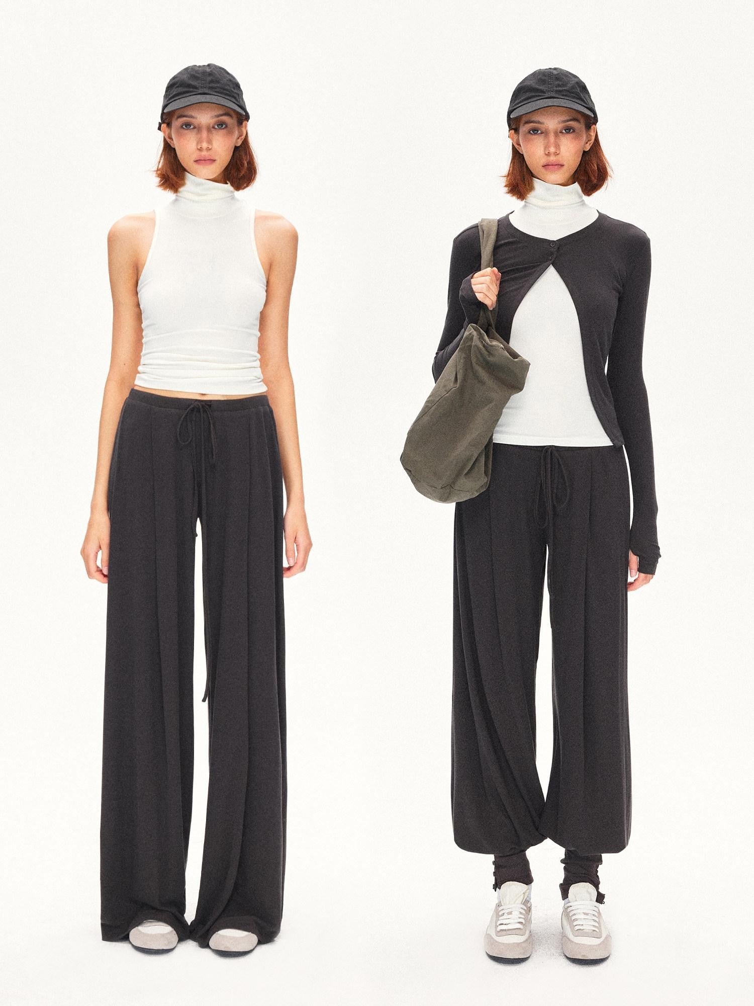 kvkv Deep Gray Pleated Detachable Elastic Waist Women&