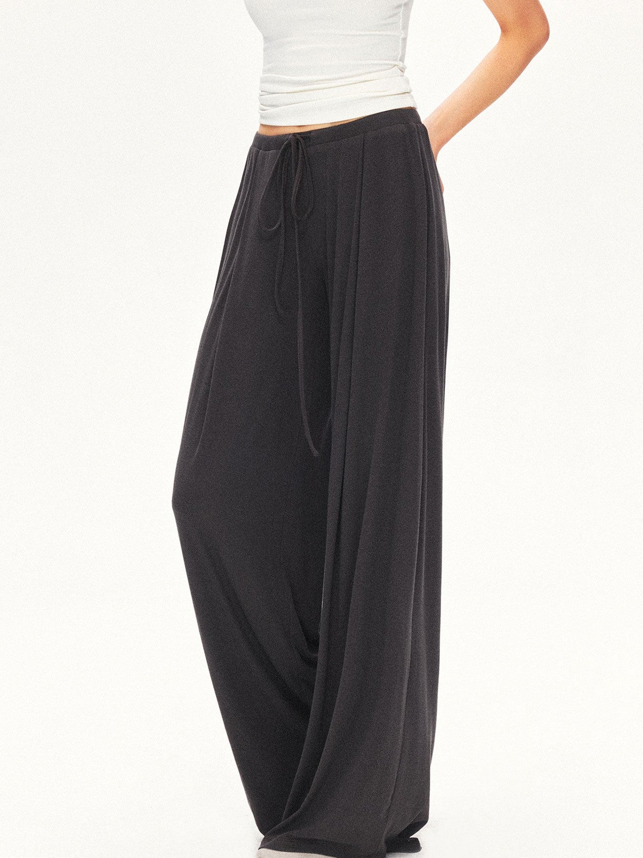 kvkv Deep Gray Pleated Detachable Elastic Waist Women&
