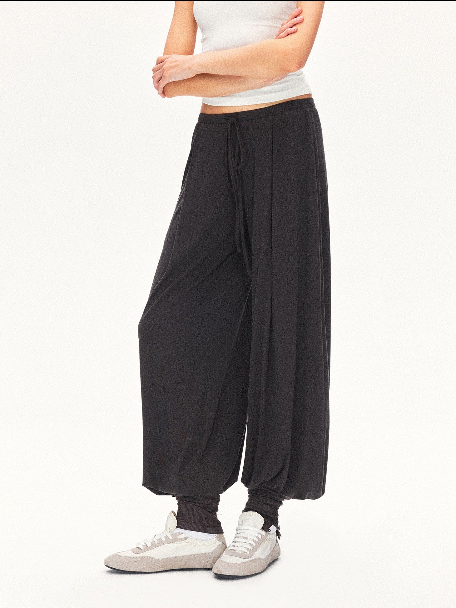 kvkv Deep Gray Pleated Detachable Elastic Waist Women&
