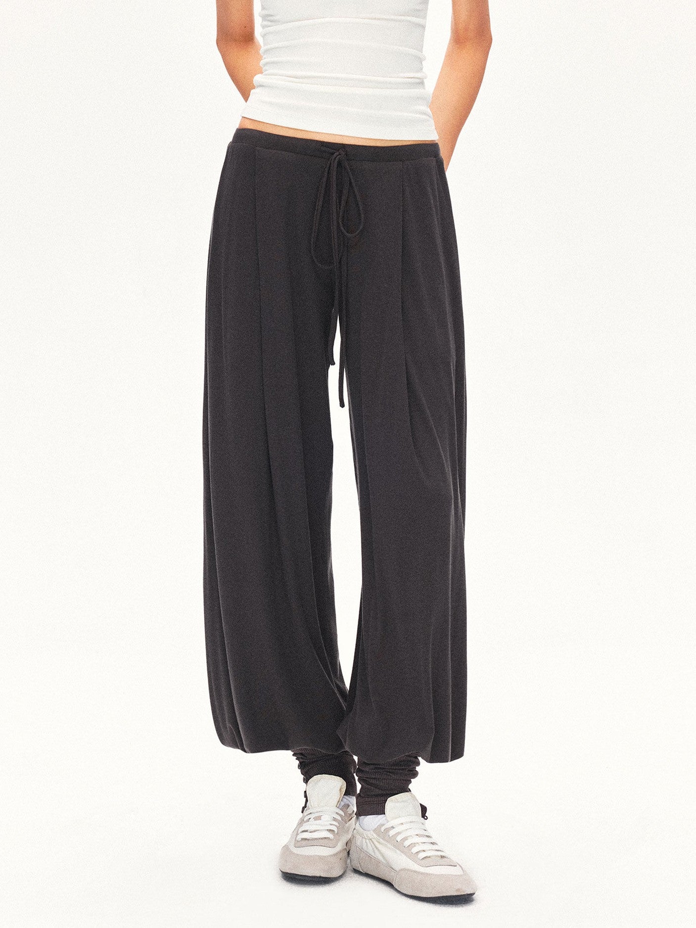 kvkv Deep Gray Pleated Detachable Elastic Waist Women&
