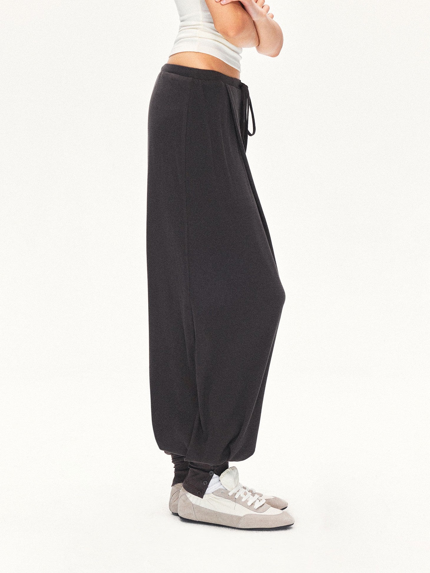 kvkv Deep Gray Pleated Detachable Elastic Waist Women&