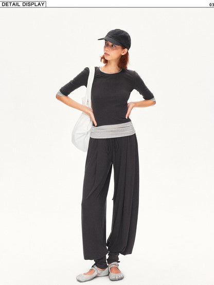 kvkv Deep Gray Pleated Detachable Elastic Waist Women&