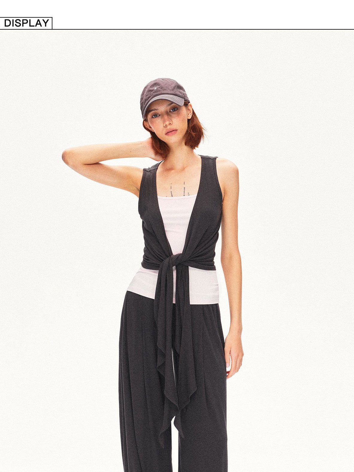 kvkv Deep Gray Pleated Detachable Elastic Waist Women&