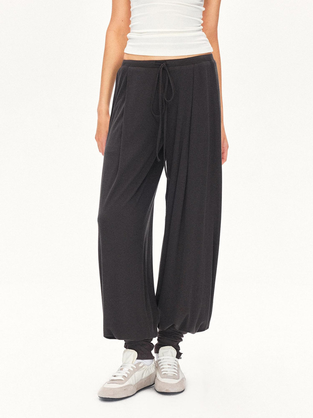 kvkv Deep Gray Pleated Detachable Elastic Waist Women&