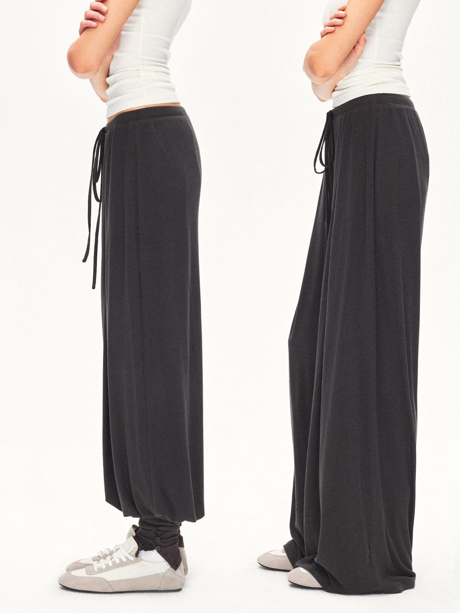 kvkv Deep Gray Pleated Detachable Elastic Waist Women&