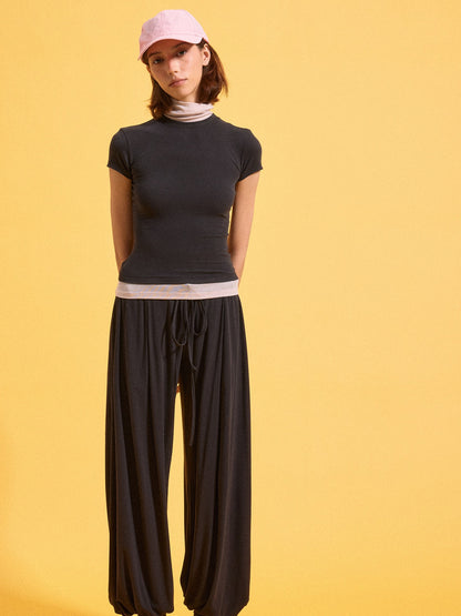 kvkv Deep Gray Pleated Detachable Elastic Waist Women&