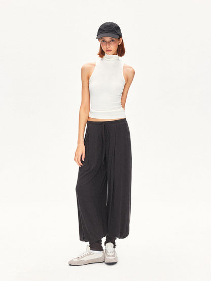 kvkv Deep Gray Pleated Detachable Elastic Waist Women&