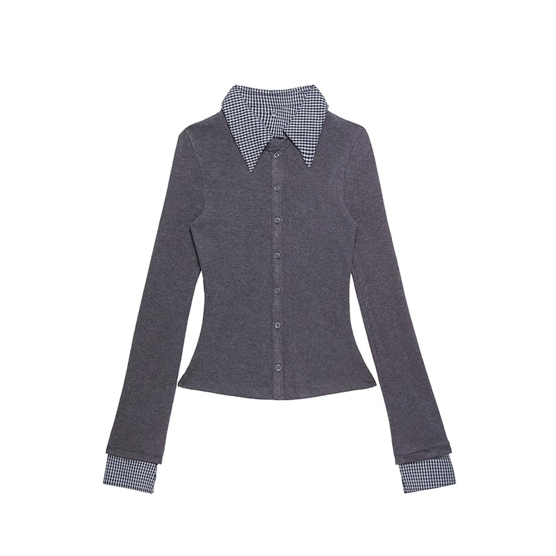 kvkv_Detachable_Collar_Plaid_Knit_Shirt_Cardigan_MISSTT