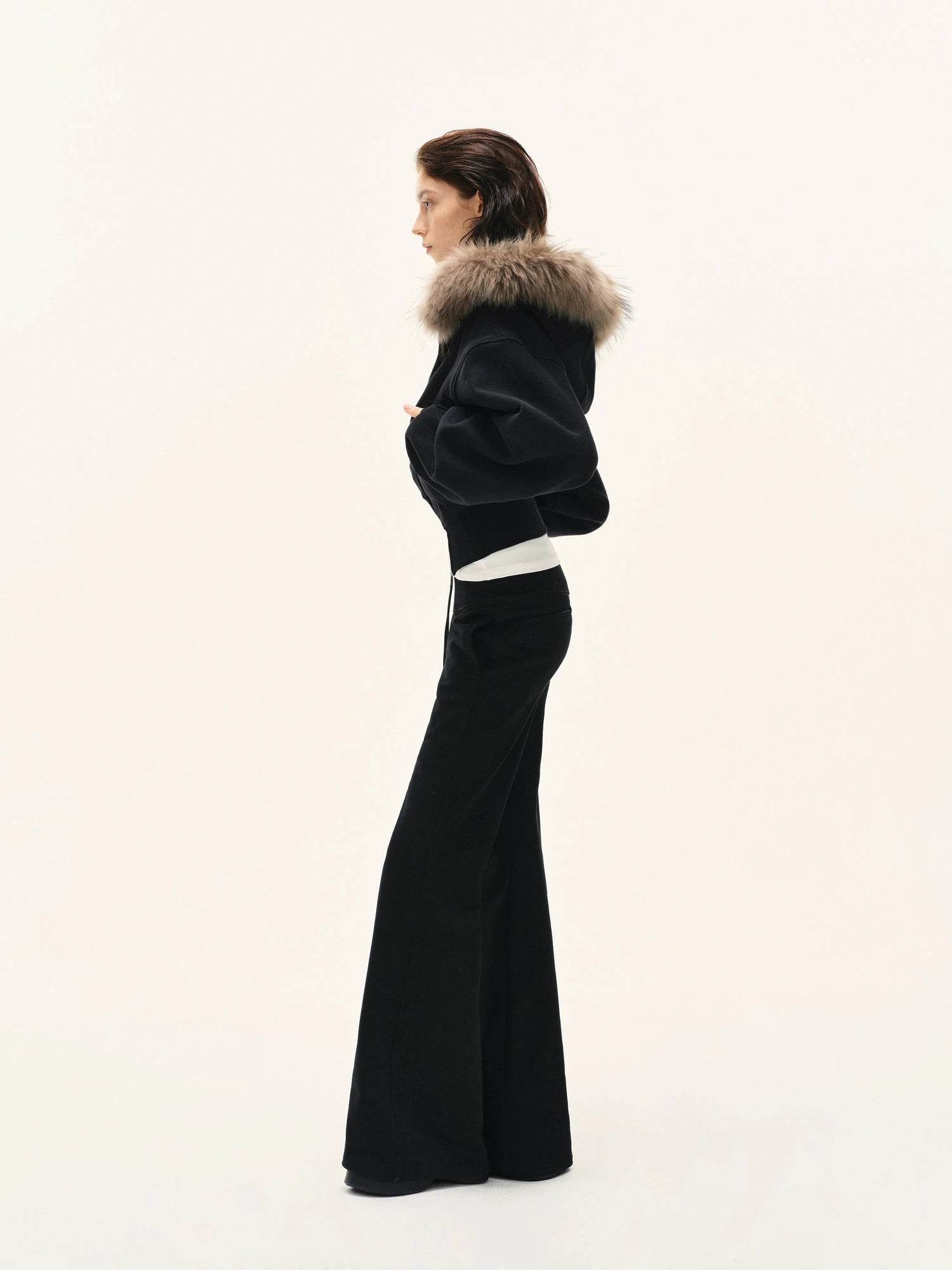 kvkv Detachable Faux Fur Hooded Zip Up Jacket