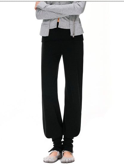 kvkv Detachable Foldover Waist Sport Cuffed Jogger Womens Viscose Blend Pants