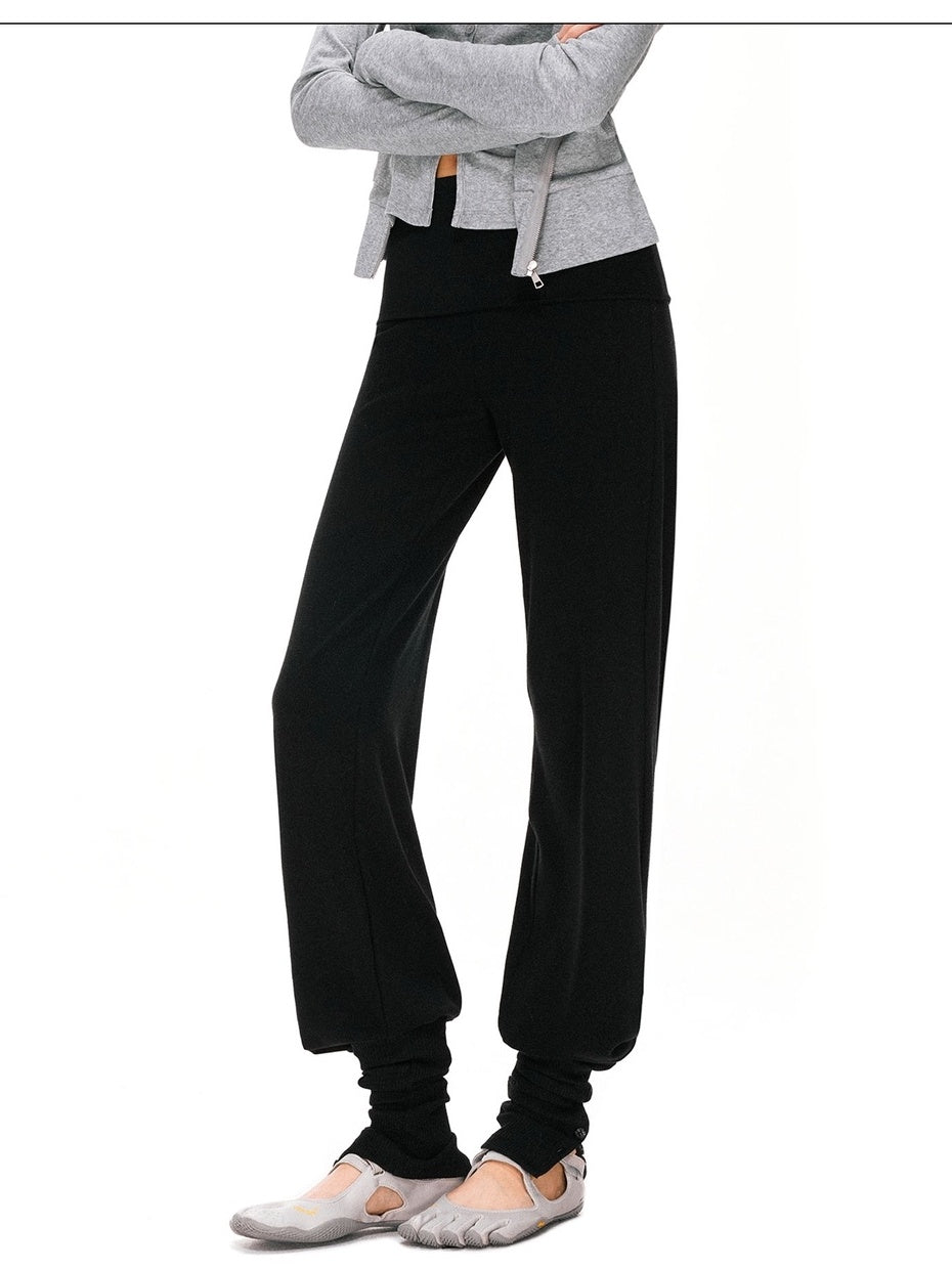 kvkv Detachable Foldover Waist Sport Cuffed Jogger Womens Viscose Blend Pants