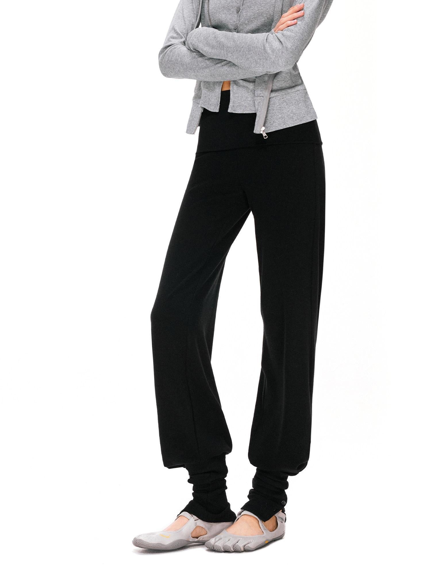 kvkv Detachable Foldover Waist Sport Cuffed Jogger Womens Viscose Blend Pants