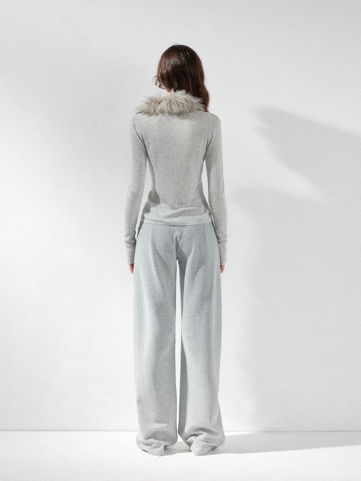 kvkv Detachable Fox Fur Collar Belted Knit Cardigan