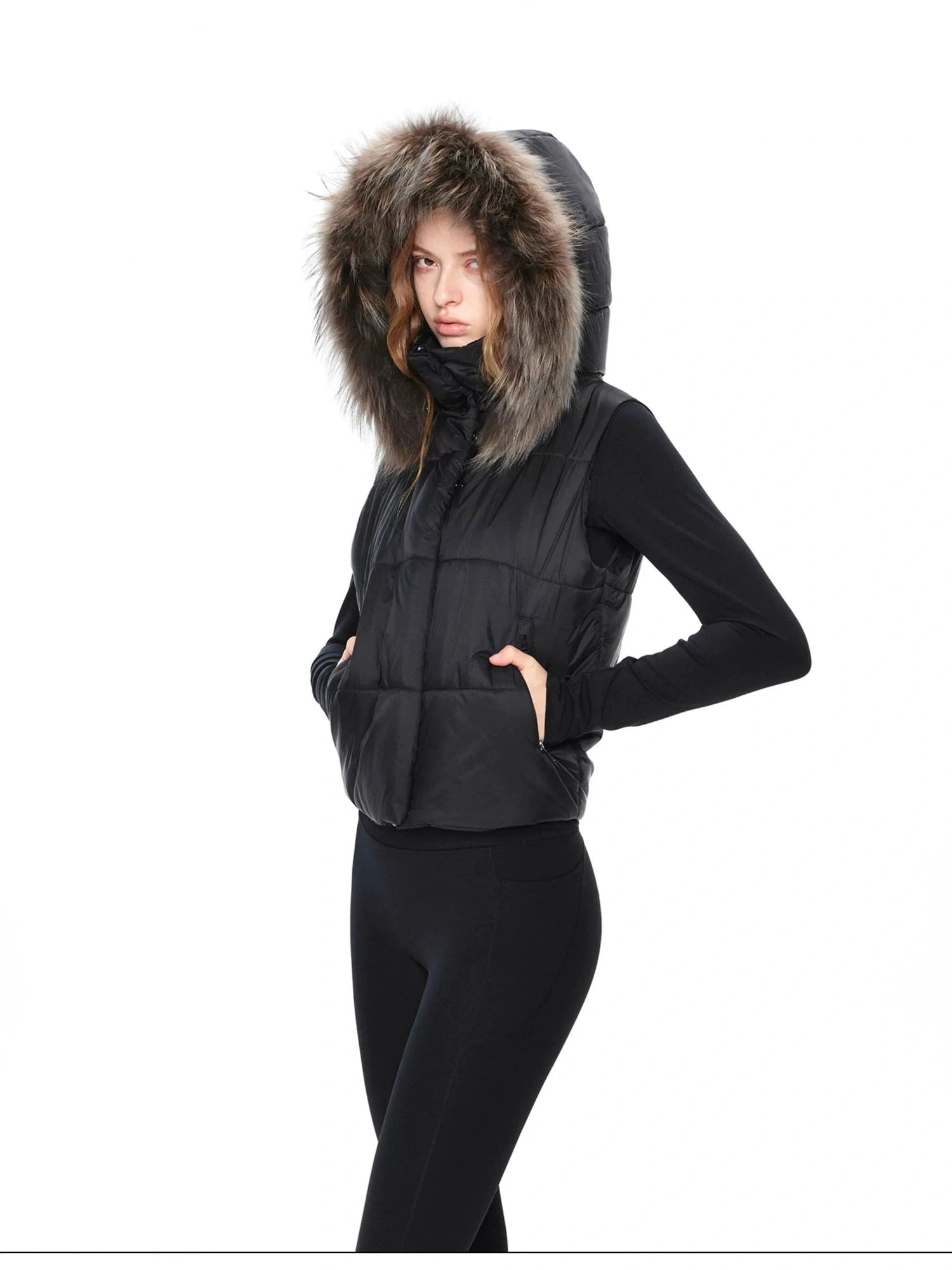 kvkv Detachable Hooded Quilted Vest