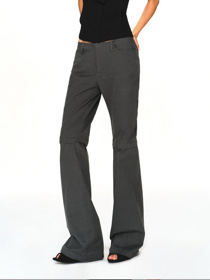 kvkv Detachable Leg Dark Gray Low Waist Washed Cotton Women&