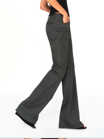kvkv Detachable Leg Dark Gray Low Waist Washed Cotton Women&