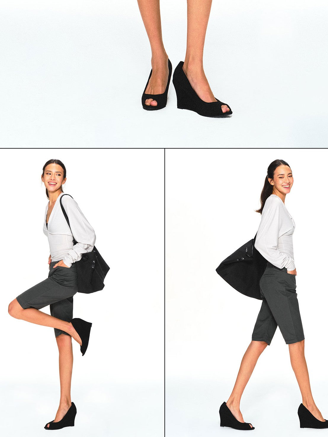 kvkv Detachable Leg Dark Gray Low Waist Washed Cotton Women&