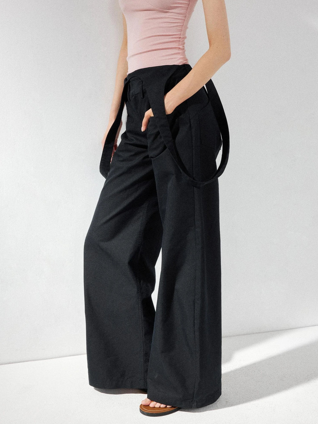 kvkv Detachable Suspenders Cargo Wide Leg Pants