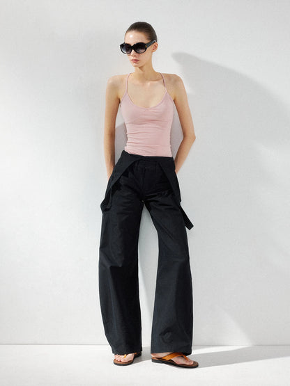 kvkv Detachable Suspenders Cargo Wide Leg Pants