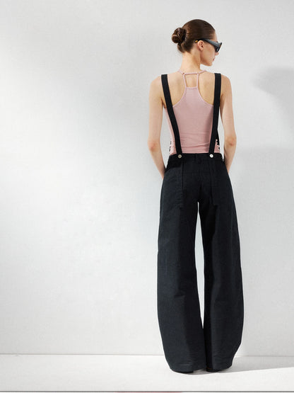 kvkv Detachable Suspenders Cargo Wide Leg Pants
