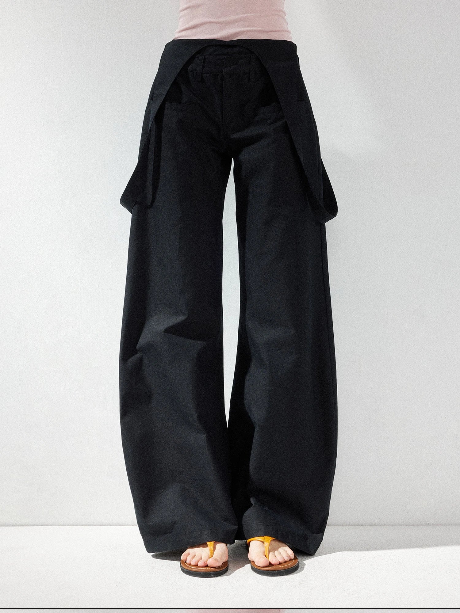 kvkv Detachable Suspenders Cargo Wide Leg Pants