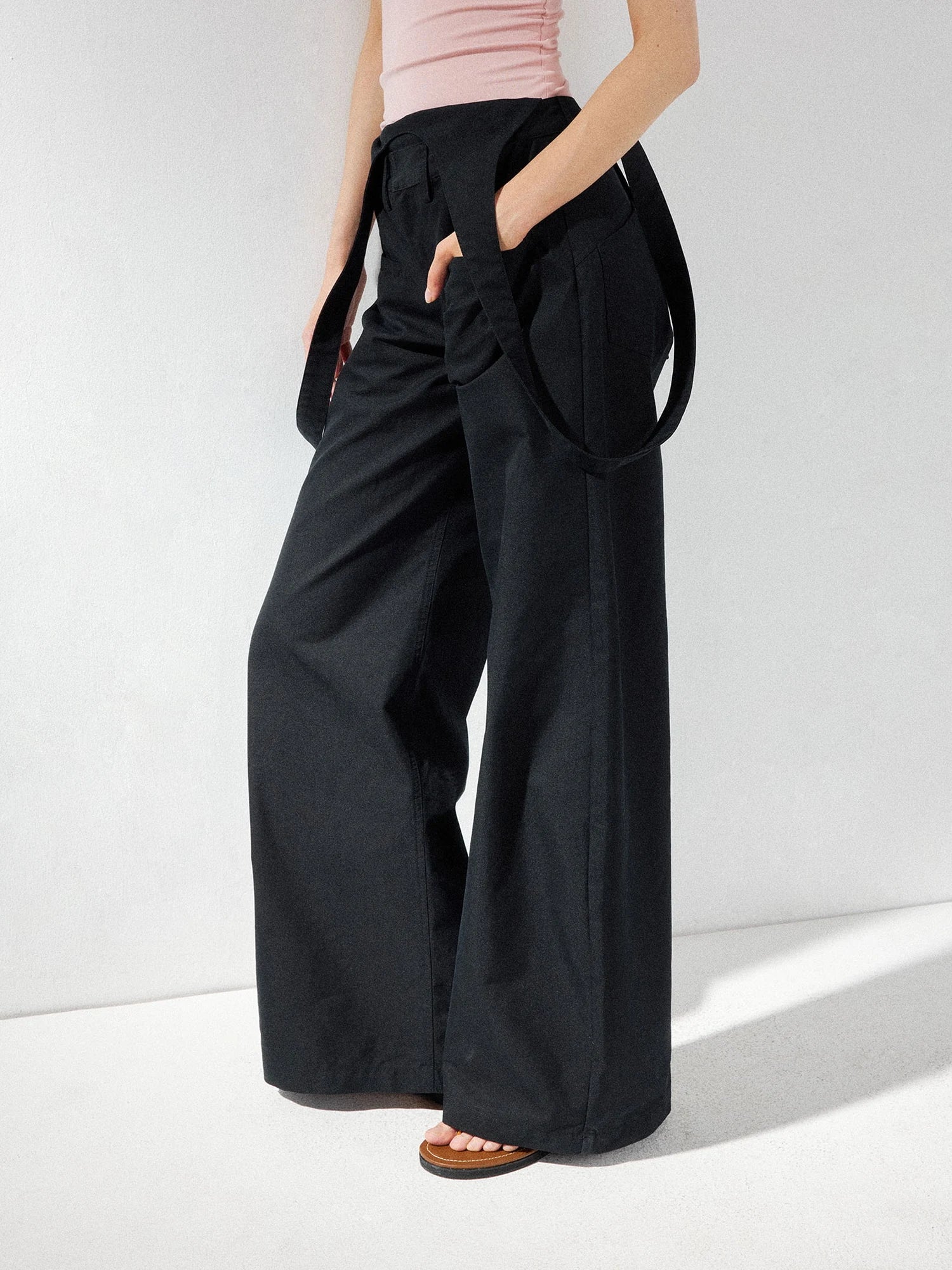 kvkv Detachable Suspenders Cargo Wide Leg Pants