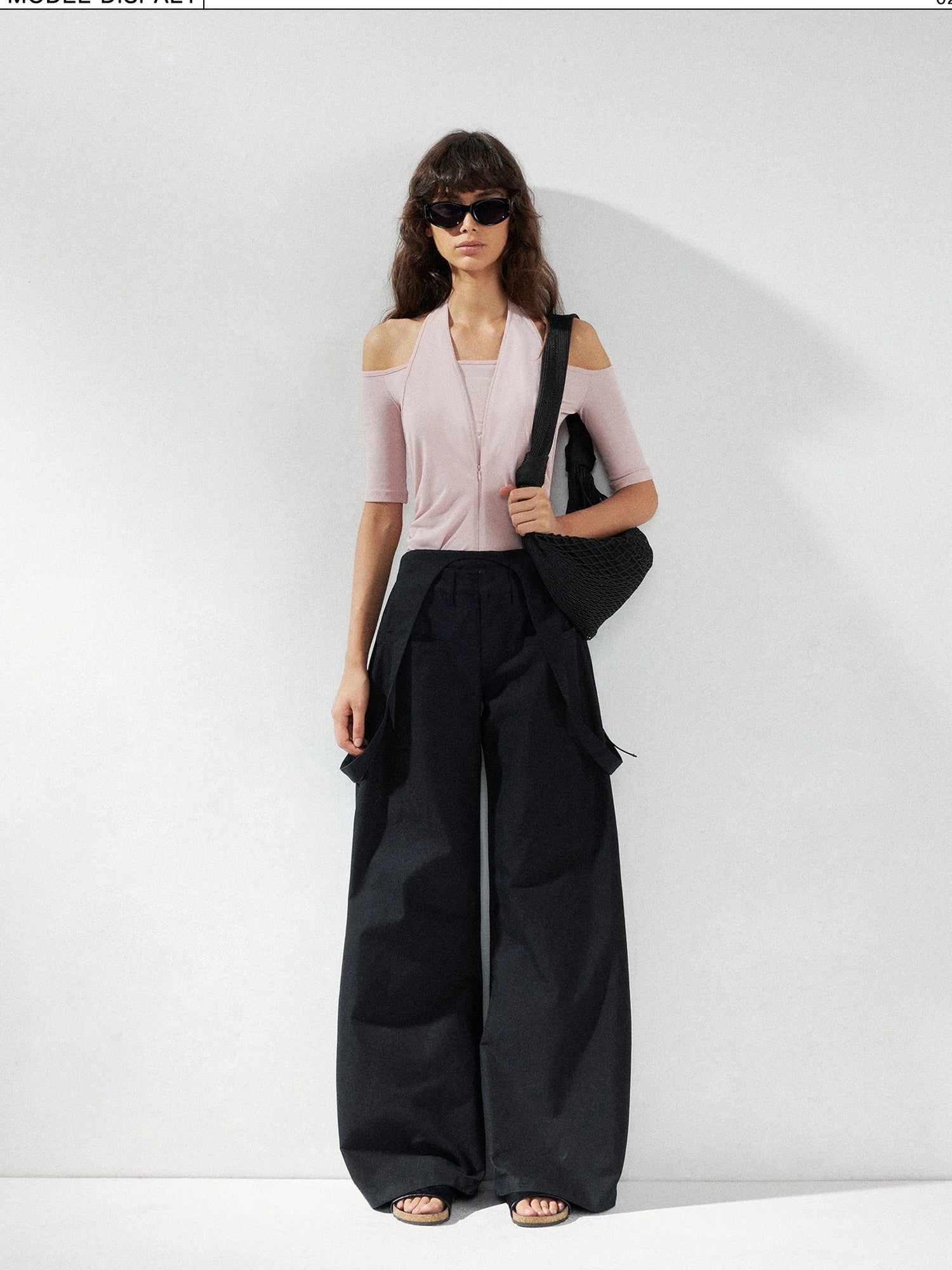kvkv Detachable Suspenders Cargo Wide Leg Pants